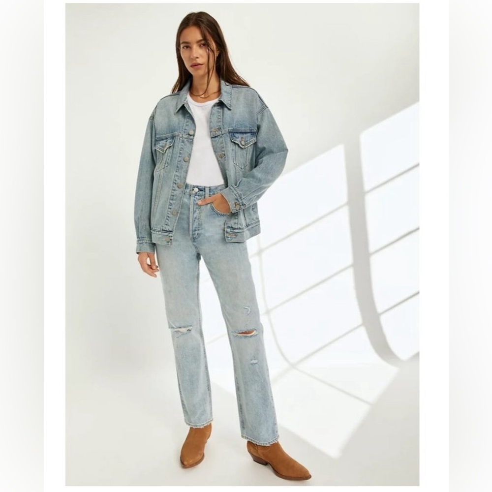 Aritzia Denim Forum The Joni High Rise Loose in Picture This Blue Rip 24W 29L